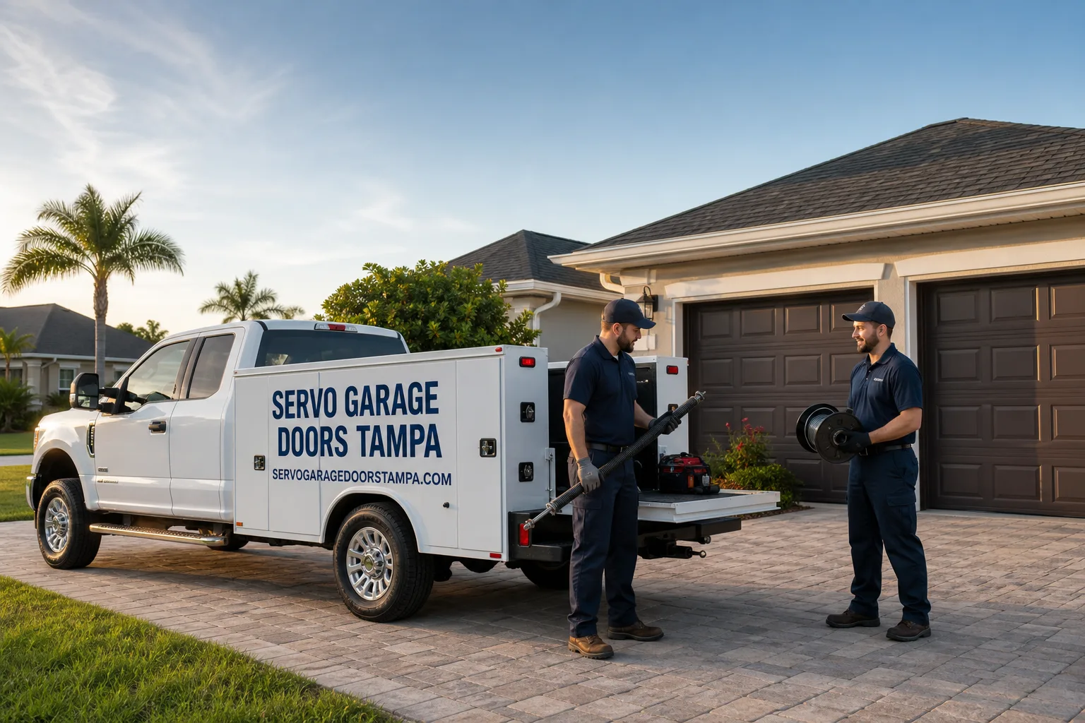 Servo Garage Doors Tampa garage door service vehicle and crew in Tampa, FL